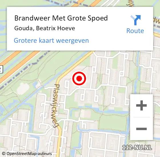 Locatie op kaart van de 112 melding: Brandweer Met Grote Spoed Naar Gouda, Beatrix Hoeve op 1 januari 2021 00:31