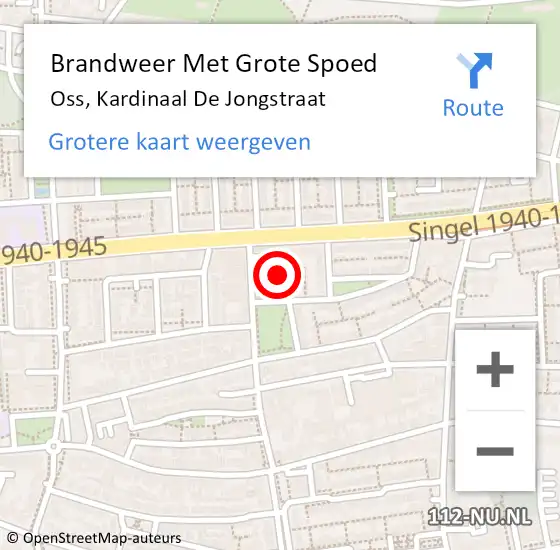 Locatie op kaart van de 112 melding: Brandweer Met Grote Spoed Naar Oss, Kardinaal De Jongstraat op 1 januari 2021 00:48