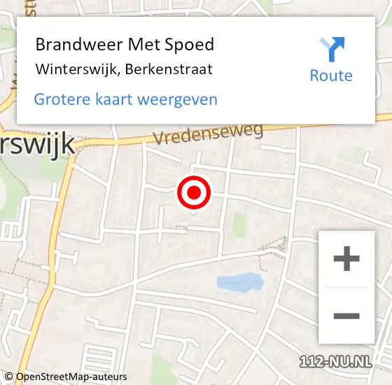 Locatie op kaart van de 112 melding: Brandweer Met Spoed Naar Winterswijk, Berkenstraat op 1 januari 2021 01:03