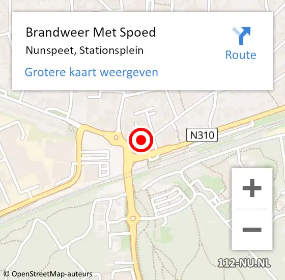 Locatie op kaart van de 112 melding: Brandweer Met Spoed Naar Nunspeet, Stationsplein op 1 januari 2021 01:13