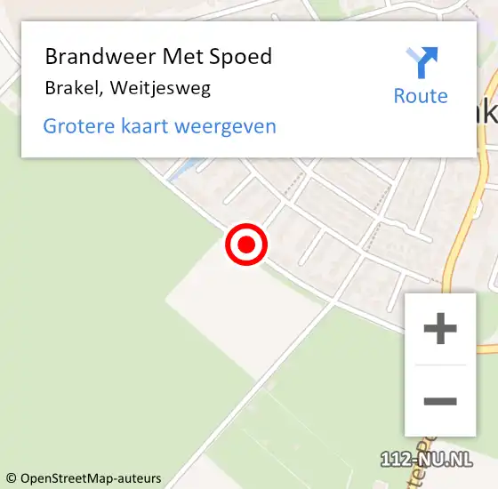 Locatie op kaart van de 112 melding: Brandweer Met Spoed Naar Brakel, Weitjesweg op 1 januari 2021 01:13