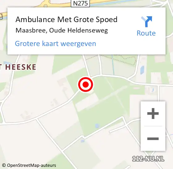 Locatie op kaart van de 112 melding: Ambulance Met Grote Spoed Naar Maasbree, Oude Heldenseweg op 29 mei 2014 10:05