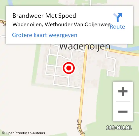 Locatie op kaart van de 112 melding: Brandweer Met Spoed Naar Wadenoijen, Wethouder Van Ooijenweg op 1 januari 2021 01:29