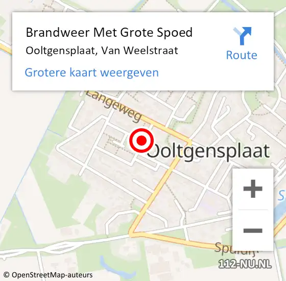 Locatie op kaart van de 112 melding: Brandweer Met Grote Spoed Naar Ooltgensplaat, Van Weelstraat op 1 januari 2021 01:41