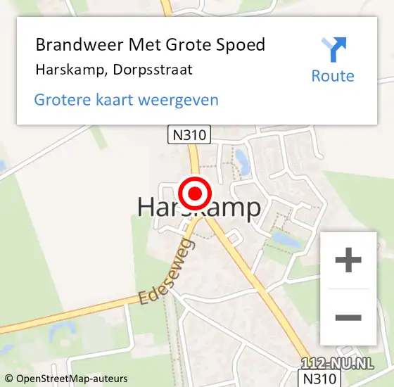 Locatie op kaart van de 112 melding: Brandweer Met Grote Spoed Naar Harskamp, Dorpsstraat op 1 januari 2021 01:45