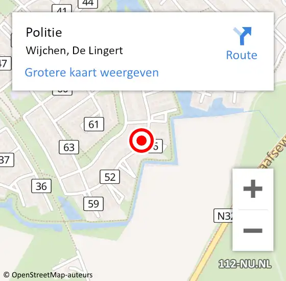 Locatie op kaart van de 112 melding: Politie Wijchen, De Lingert op 1 januari 2021 01:47