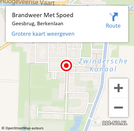 Locatie op kaart van de 112 melding: Brandweer Met Spoed Naar Geesbrug, Berkenlaan op 1 januari 2021 01:51