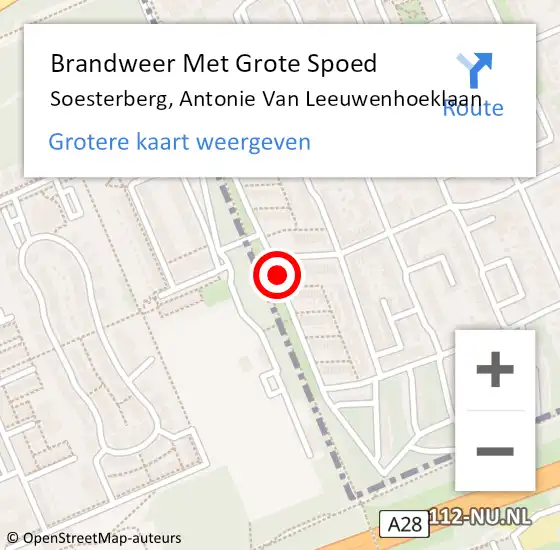 Locatie op kaart van de 112 melding: Brandweer Met Grote Spoed Naar Soesterberg, Antonie Van Leeuwenhoeklaan op 1 januari 2021 01:52