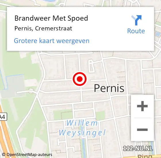 Locatie op kaart van de 112 melding: Brandweer Met Spoed Naar Pernis, Cremerstraat op 1 januari 2021 01:56