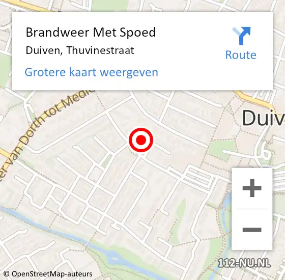 Locatie op kaart van de 112 melding: Brandweer Met Spoed Naar Duiven, Thuvinestraat op 1 januari 2021 01:58