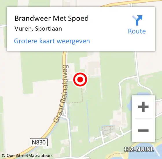 Locatie op kaart van de 112 melding: Brandweer Met Spoed Naar Vuren, Sportlaan op 1 januari 2021 01:59