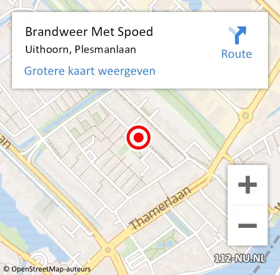 Locatie op kaart van de 112 melding: Brandweer Met Spoed Naar Uithoorn, Plesmanlaan op 1 januari 2021 02:05