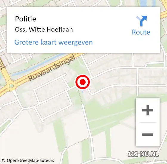 Locatie op kaart van de 112 melding: Politie Oss, Witte Hoeflaan op 1 januari 2021 02:12