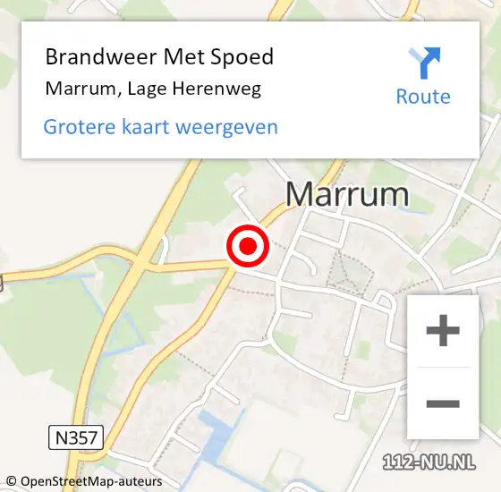 Locatie op kaart van de 112 melding: Brandweer Met Spoed Naar Marrum, Lage Herenweg op 1 januari 2021 02:17