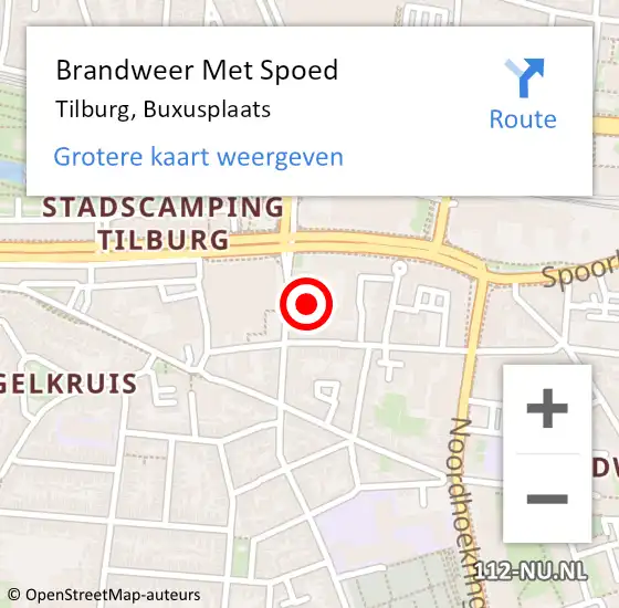 Locatie op kaart van de 112 melding: Brandweer Met Spoed Naar Tilburg, Buxusplaats op 1 januari 2021 02:26