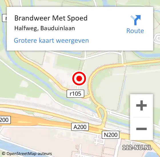 Locatie op kaart van de 112 melding: Brandweer Met Spoed Naar Halfweg, Bauduinlaan op 1 januari 2021 02:30