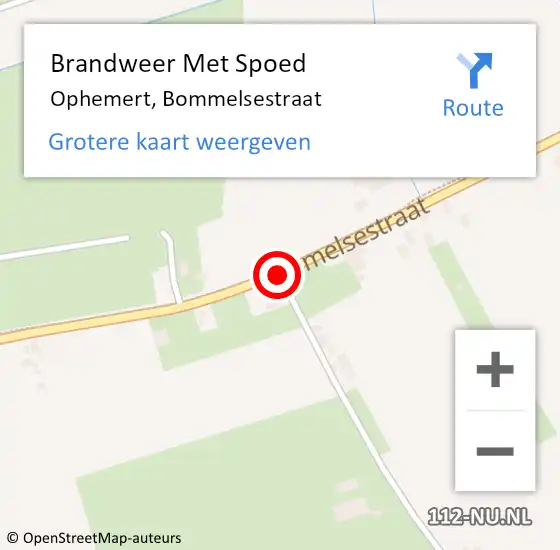 Locatie op kaart van de 112 melding: Brandweer Met Spoed Naar Ophemert, Bommelsestraat op 1 januari 2021 02:33