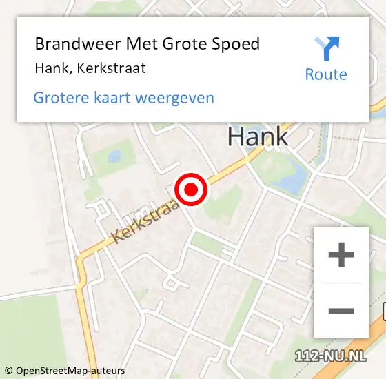 Locatie op kaart van de 112 melding: Brandweer Met Grote Spoed Naar Hank, Kerkstraat op 1 januari 2021 02:46