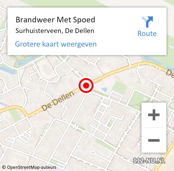 Locatie op kaart van de 112 melding: Brandweer Met Spoed Naar Surhuisterveen, De Dellen op 1 januari 2021 02:54