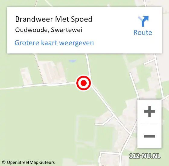 Locatie op kaart van de 112 melding: Brandweer Met Spoed Naar Oudwoude, Swartewei op 1 januari 2021 03:33