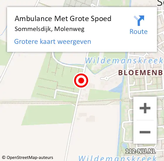 Locatie op kaart van de 112 melding: Ambulance Met Grote Spoed Naar Sommelsdijk, Molenweg op 1 januari 2021 03:59