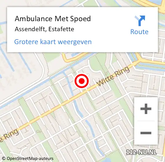 Locatie op kaart van de 112 melding: Ambulance Met Spoed Naar Assendelft, Estafette op 1 januari 2021 04:16