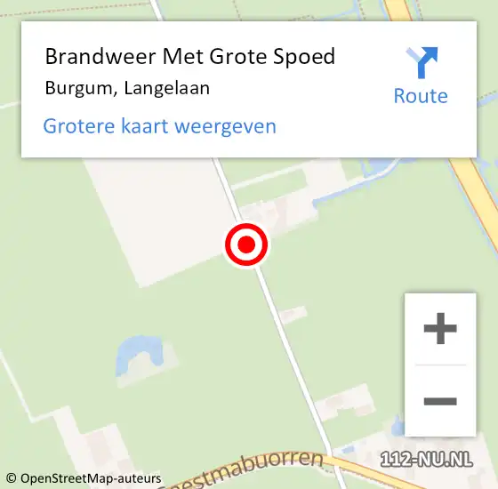 Locatie op kaart van de 112 melding: Brandweer Met Grote Spoed Naar Burgum, Langelaan op 1 januari 2021 05:09