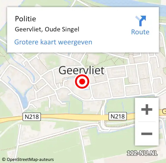 Locatie op kaart van de 112 melding: Politie Geervliet, Oude Singel op 1 januari 2021 06:07