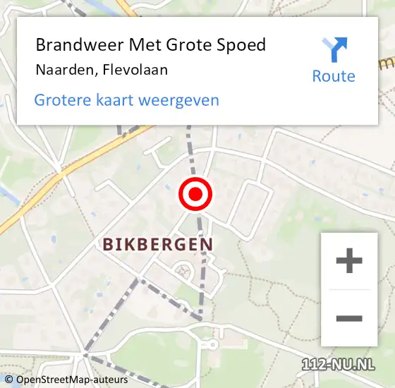 Locatie op kaart van de 112 melding: Brandweer Met Grote Spoed Naar Naarden, Flevolaan op 1 januari 2021 06:57