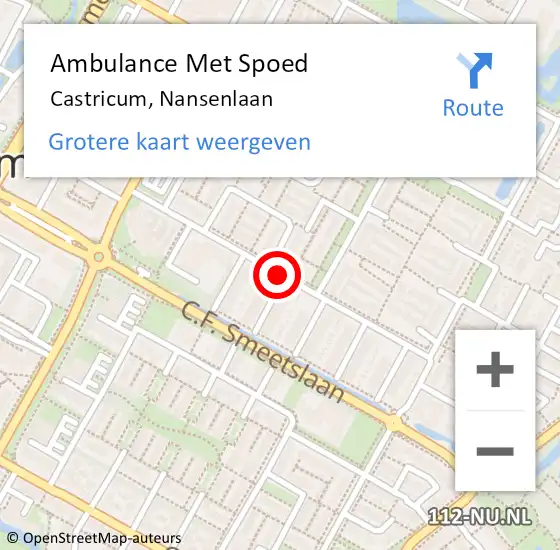 Locatie op kaart van de 112 melding: Ambulance Met Spoed Naar Castricum, Nansenlaan op 1 januari 2021 08:22