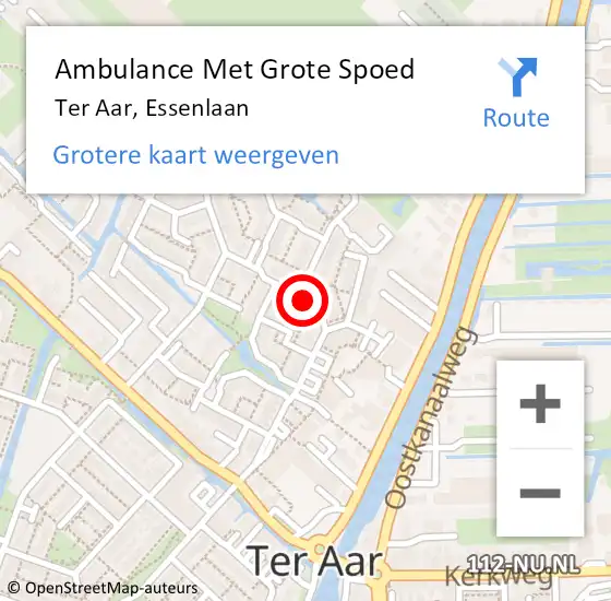 Locatie op kaart van de 112 melding: Ambulance Met Grote Spoed Naar Ter Aar, Essenlaan op 29 mei 2014 11:04