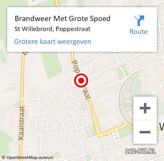 Locatie op kaart van de 112 melding: Brandweer Met Grote Spoed Naar St Willebrord, Poppestraat op 1 januari 2021 10:06