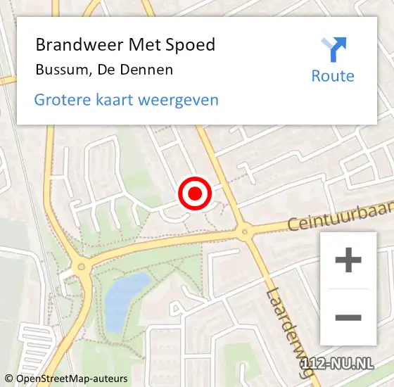 Locatie op kaart van de 112 melding: Brandweer Met Spoed Naar Bussum, De Dennen op 1 januari 2021 10:16