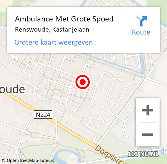 Locatie op kaart van de 112 melding: Ambulance Met Grote Spoed Naar Renswoude, Kastanjelaan op 29 mei 2014 11:05