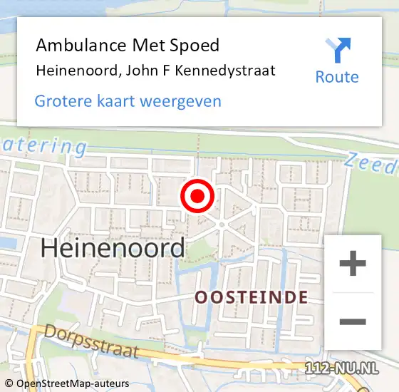 Locatie op kaart van de 112 melding: Ambulance Met Spoed Naar Heinenoord, John F Kennedystraat op 1 januari 2021 11:28