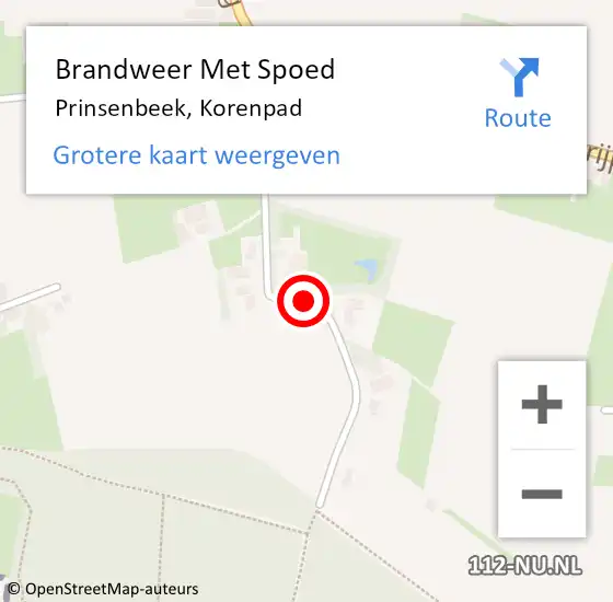 Locatie op kaart van de 112 melding: Brandweer Met Spoed Naar Prinsenbeek, Korenpad op 1 januari 2021 13:07