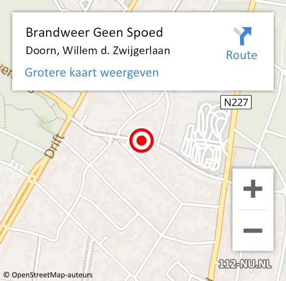 Locatie op kaart van de 112 melding: Brandweer Geen Spoed Naar Doorn, Willem d. Zwijgerlaan op 1 januari 2021 13:15