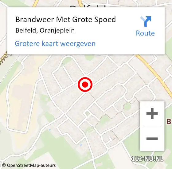 Locatie op kaart van de 112 melding: Brandweer Met Grote Spoed Naar Belfeld, Oranjeplein op 1 januari 2021 13:48