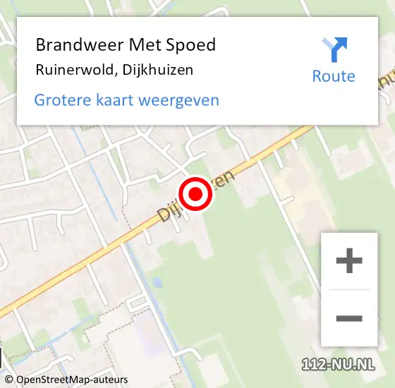 Locatie op kaart van de 112 melding: Brandweer Met Spoed Naar Ruinerwold, Dijkhuizen op 1 januari 2021 13:51