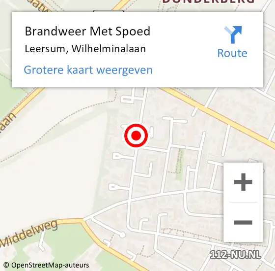 Locatie op kaart van de 112 melding: Brandweer Met Spoed Naar Leersum, Wilhelminalaan op 1 januari 2021 13:55