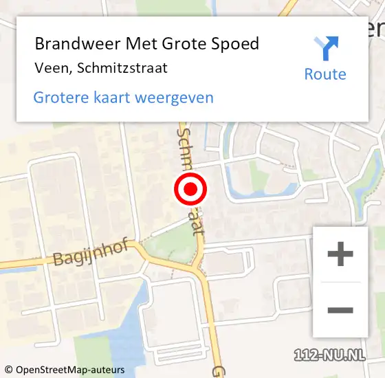 Locatie op kaart van de 112 melding: Brandweer Met Grote Spoed Naar Veen, Schmitzstraat op 1 januari 2021 14:20