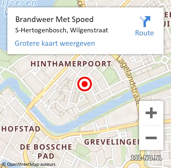 Locatie op kaart van de 112 melding: Brandweer Met Spoed Naar S-Hertogenbosch, Wilgenstraat op 1 januari 2021 15:05