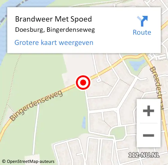 Locatie op kaart van de 112 melding: Brandweer Met Spoed Naar Doesburg, Bingerdenseweg op 1 januari 2021 16:07