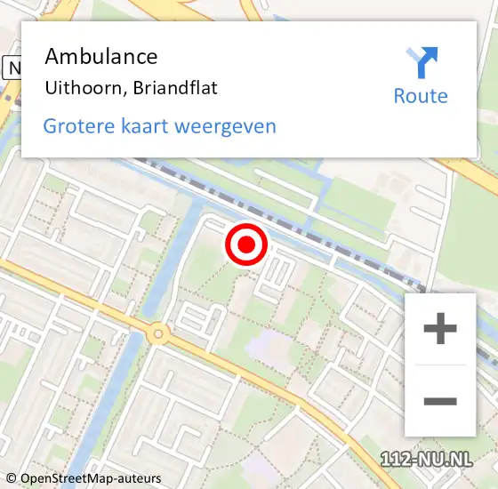 Locatie op kaart van de 112 melding: Ambulance Uithoorn, Briandflat op 1 januari 2021 16:57