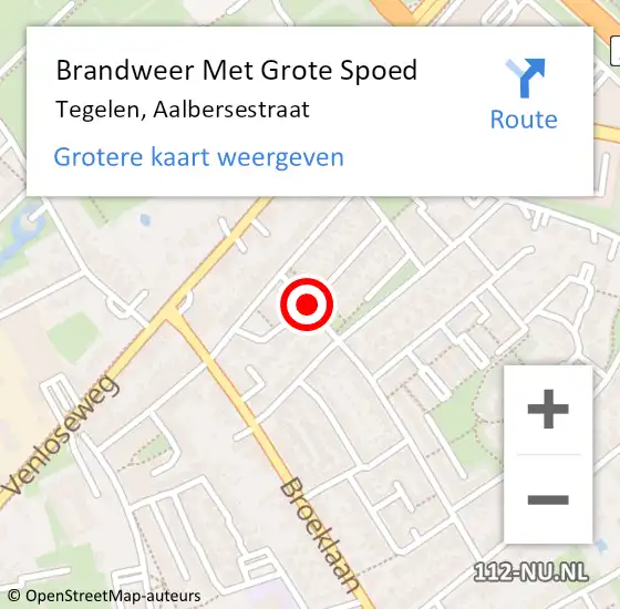 Locatie op kaart van de 112 melding: Brandweer Met Grote Spoed Naar Tegelen, Aalbersestraat op 1 januari 2021 17:10