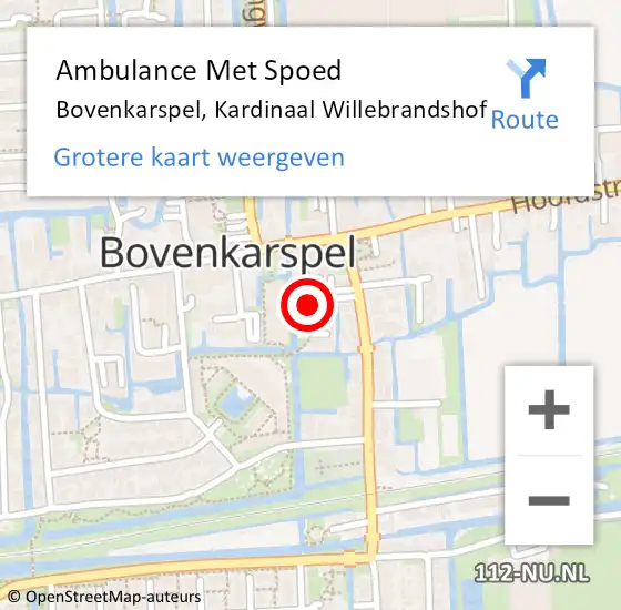 Locatie op kaart van de 112 melding: Ambulance Met Spoed Naar Bovenkarspel, Kardinaal Willebrandshof op 1 januari 2021 17:45