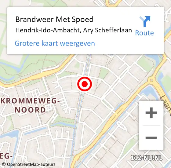 Locatie op kaart van de 112 melding: Brandweer Met Spoed Naar Hendrik-Ido-Ambacht, Ary Schefferlaan op 1 januari 2021 19:03