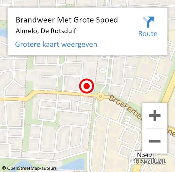 Locatie op kaart van de 112 melding: Brandweer Met Grote Spoed Naar Almelo, De Rotsduif op 29 mei 2014 12:02