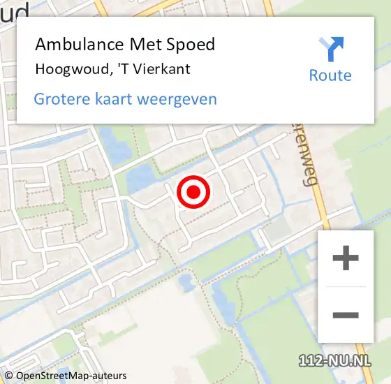 Locatie op kaart van de 112 melding: Ambulance Met Spoed Naar Hoogwoud, 'T Vierkant op 1 januari 2021 19:40