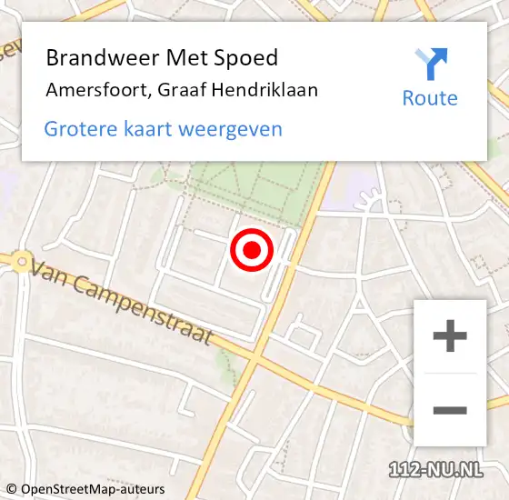 Locatie op kaart van de 112 melding: Brandweer Met Spoed Naar Amersfoort, Graaf Hendriklaan op 1 januari 2021 21:00